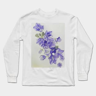 Harebells (campanula) watercolour painting Long Sleeve T-Shirt